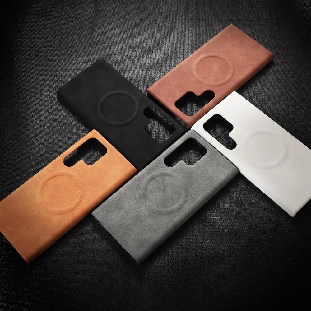Smooth-touch Sheep Skin Leather Anti-drop Phone Case For Samsung S26 Ultra S25 S24 S23 Plus Wireless Charging Protect Back Cover