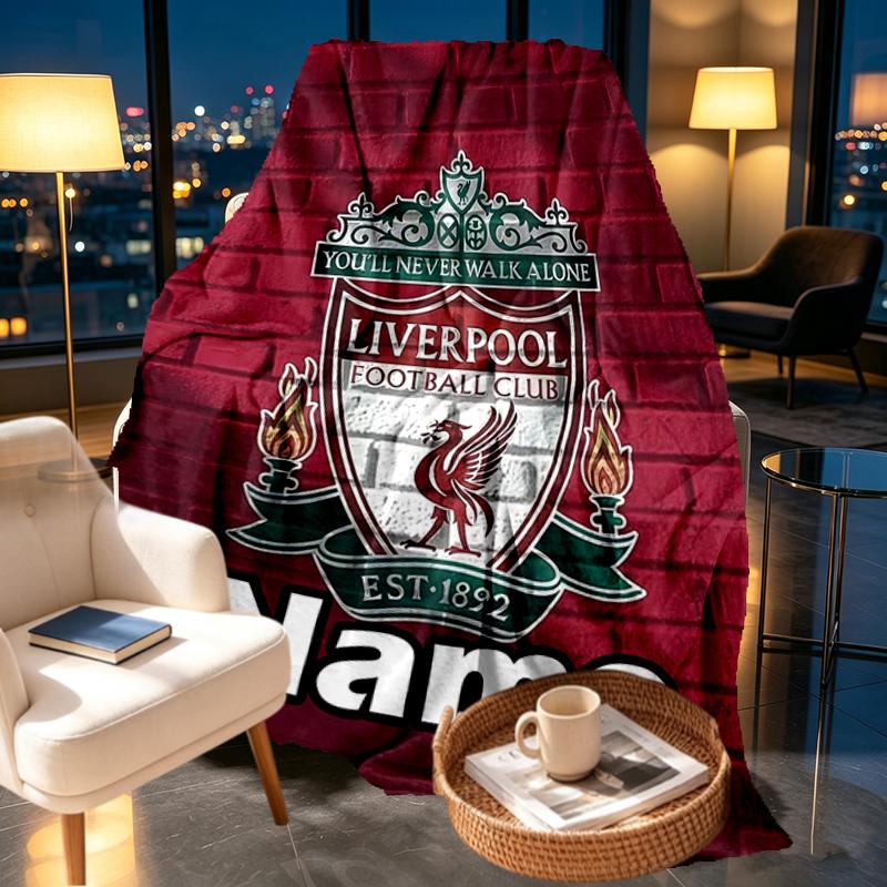Custom Name Personalized Football Team F.C Print Blankets, Home Decor, Bedroom, Sofa, Camping, Couch, Gifts for Birthday Christmas