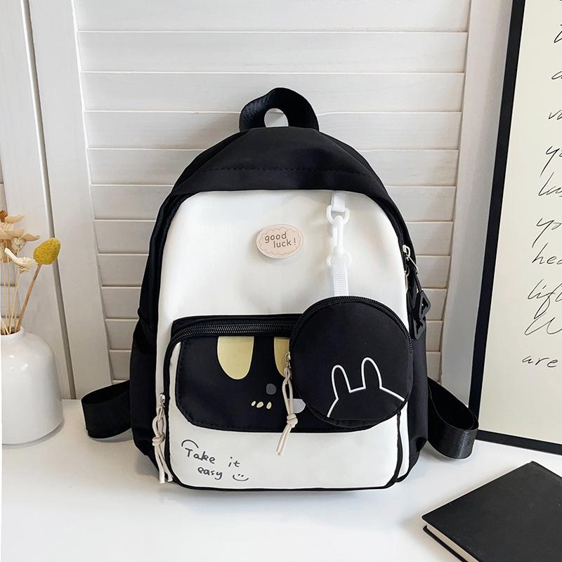 Versatile new school bag small fresh contrast kindergarten backpack two-piece cute backpack