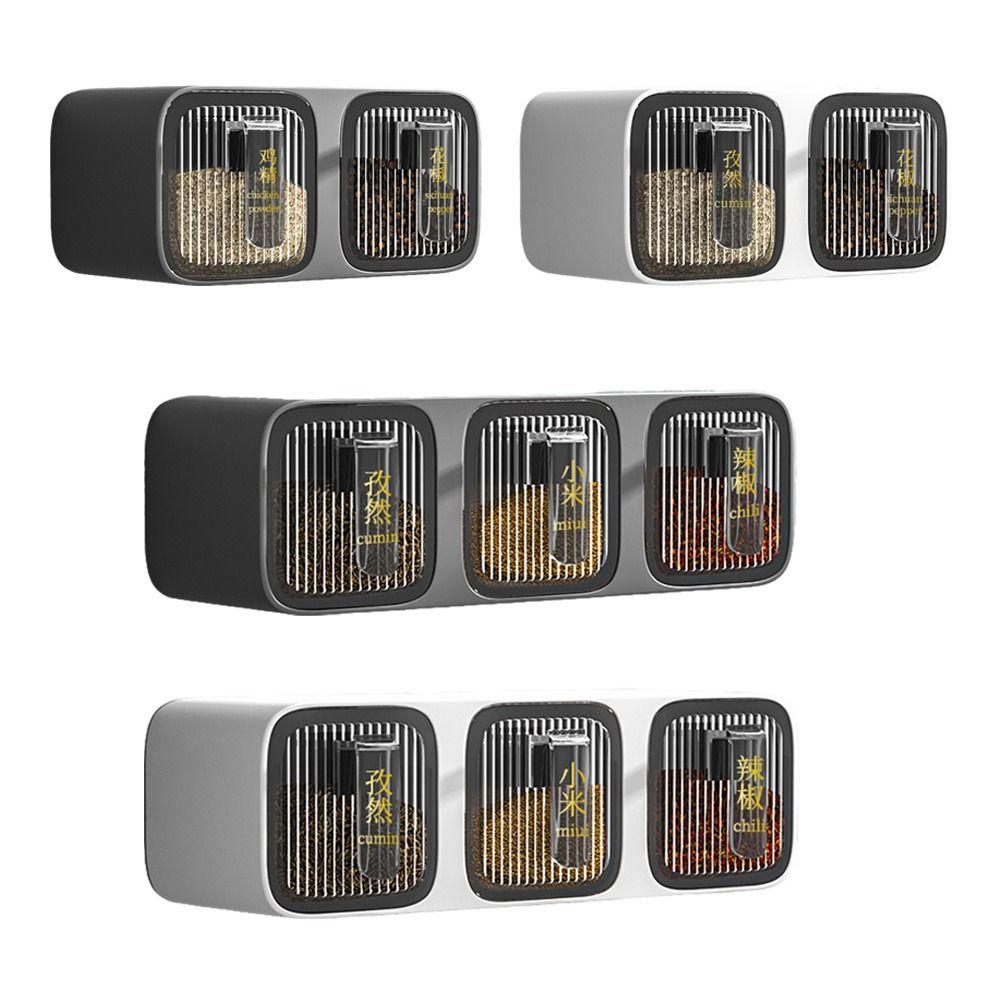 White Grey Seasoning Container 2/3 Grids Kitchen Storage  Kitchen Supplies