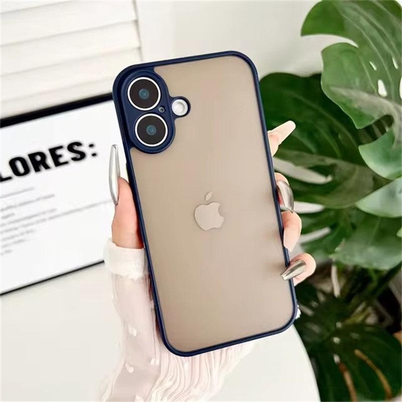 Husă de lux, rezistentă la șocuri, translucidă, mată, armură, pentru iPhone 16 15 14 Pro Max Plus 13 12 Mini 11 XR X XS 7 8 SE Husă hibrid pentru PC