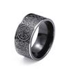 Black Plated Titanium Steel Narrow Men's Ring With Four Divine Beasts Design