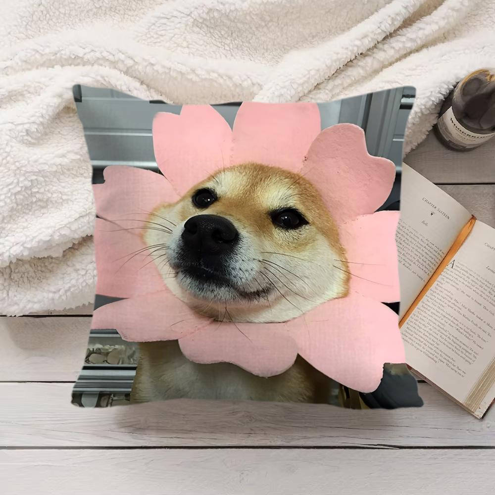 Cute Dog Cat Kawaii Gift Cushion Cover Silky Short Plush Invisible Zipper Dustproof Sofa Pillow Case For Home Decor