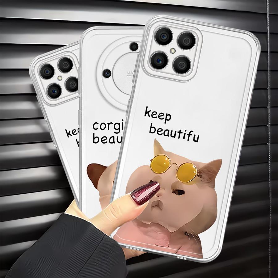 Soft Phone Cover Case for Honor X8 X9b X8a X8b X7b X9a 90 Lite Funny Cat Dog Pattern