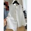Women's Summer Loose Thin Literary Cotton and Linen Vest Round NeckSleeveless Top