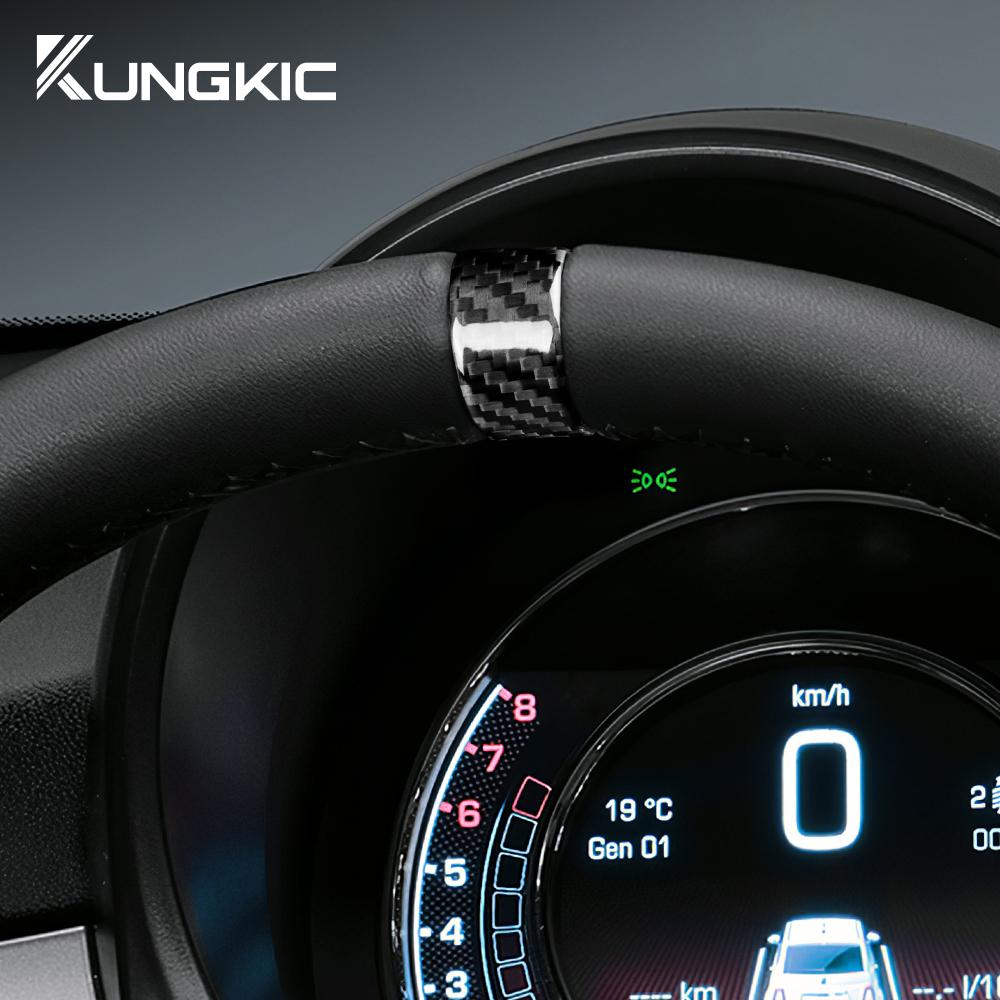 Echter harter Kohlefaser-Aufkleber Aufkleber Für Fiat 500 Abarth 595 695 2020 2025 2025 2025 Auto Lenkradring Zubehör