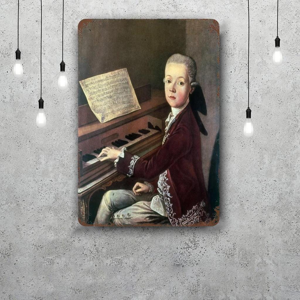 Wolfgang Amadeus Mozart Vintage Metal Tin Signs Posters Decor Retro Metal Plaque Wall Art Decor for Garage Bar