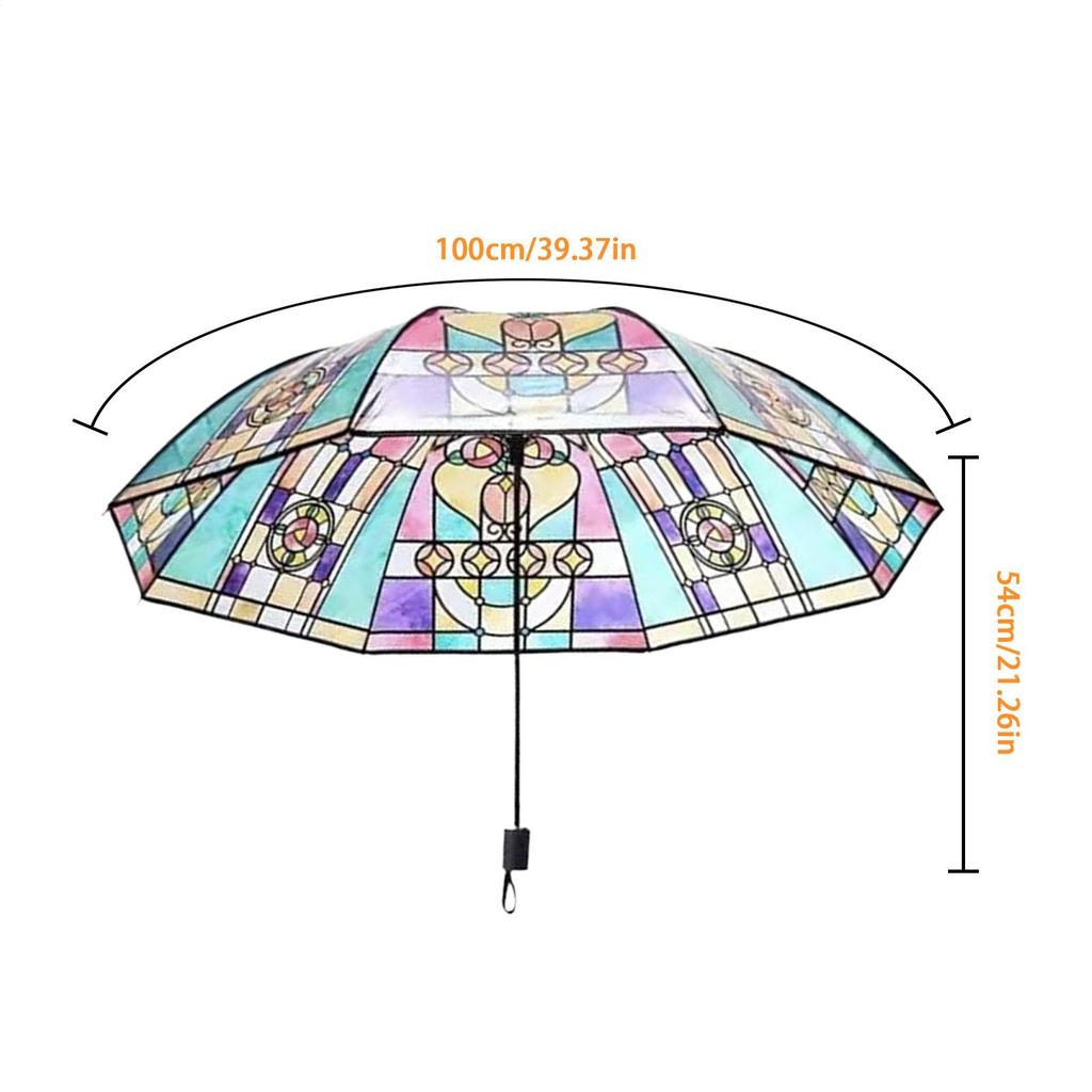 Vintage Stained Glass Auto Umbrella Automatic Stained Glass Wind Proof Umbrellas Rain UV Protection Shade Fashion Accessories
