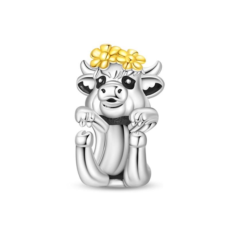 New 925 Silver Lucky Zoo Cat Dog Rabbit Fox Charms Bead For Women Fit Bracelet DIY Birthday Party Jewelry Gift