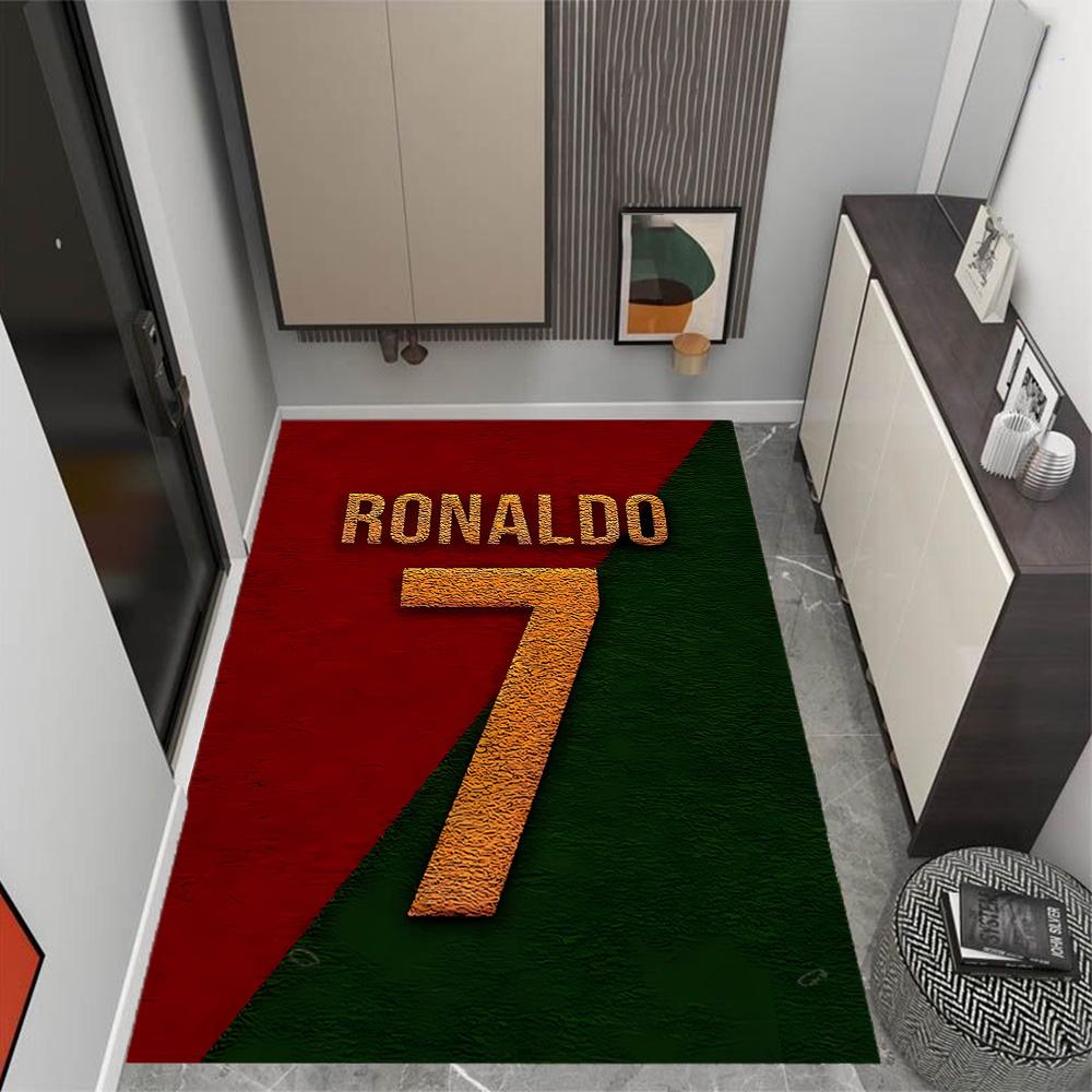 Ronaldo's Legendarische Nummer 7 Thema Anti-Slip Vloerkleden - Polyester Woondecoratie, Geschikt voor Slaapkamers, Woonkamers, Entrees, Studio's en Decoraties