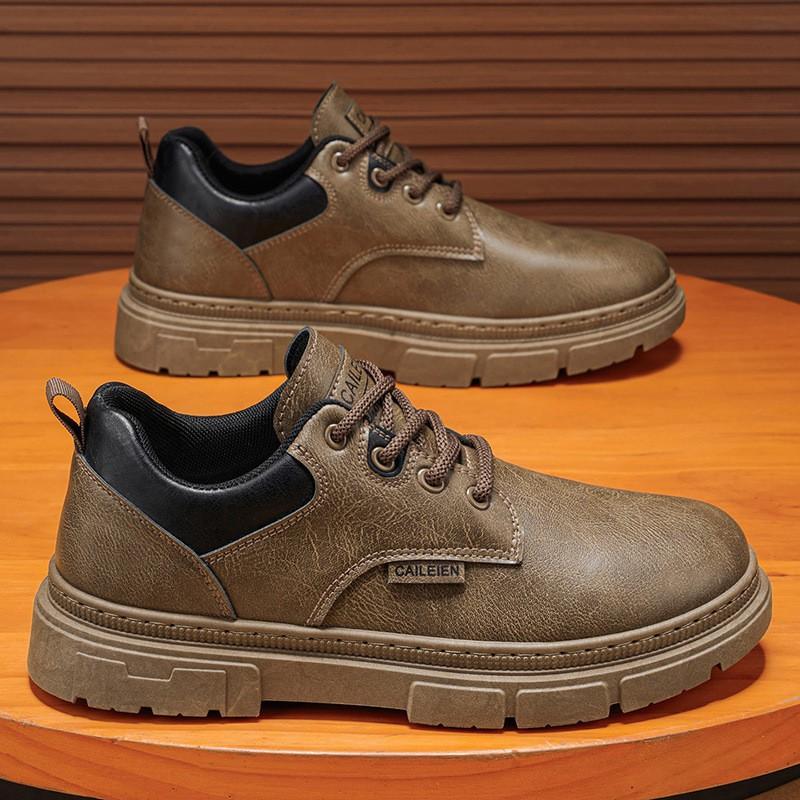 

Spring Men s Shoes New Leather Work England Style Retro Anti-slip Sports Casual Skate Short 40