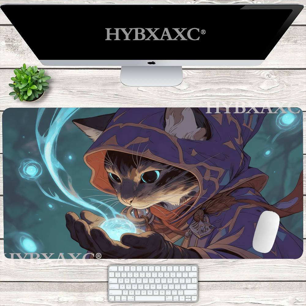 HYBXAXC Mythical Cat Sorcerer Mouse Pad MTG Mouse Pad Cute HD Desk Pad Extended Gaming Keyboard Mats Large XXL Gamer Mousepad 400X800X2MM