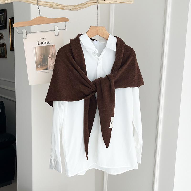 Women's Luxury Knit Shawl: Light, Versatile Solid Color Triangle Scarf & Cardigan for Spring/Autumn