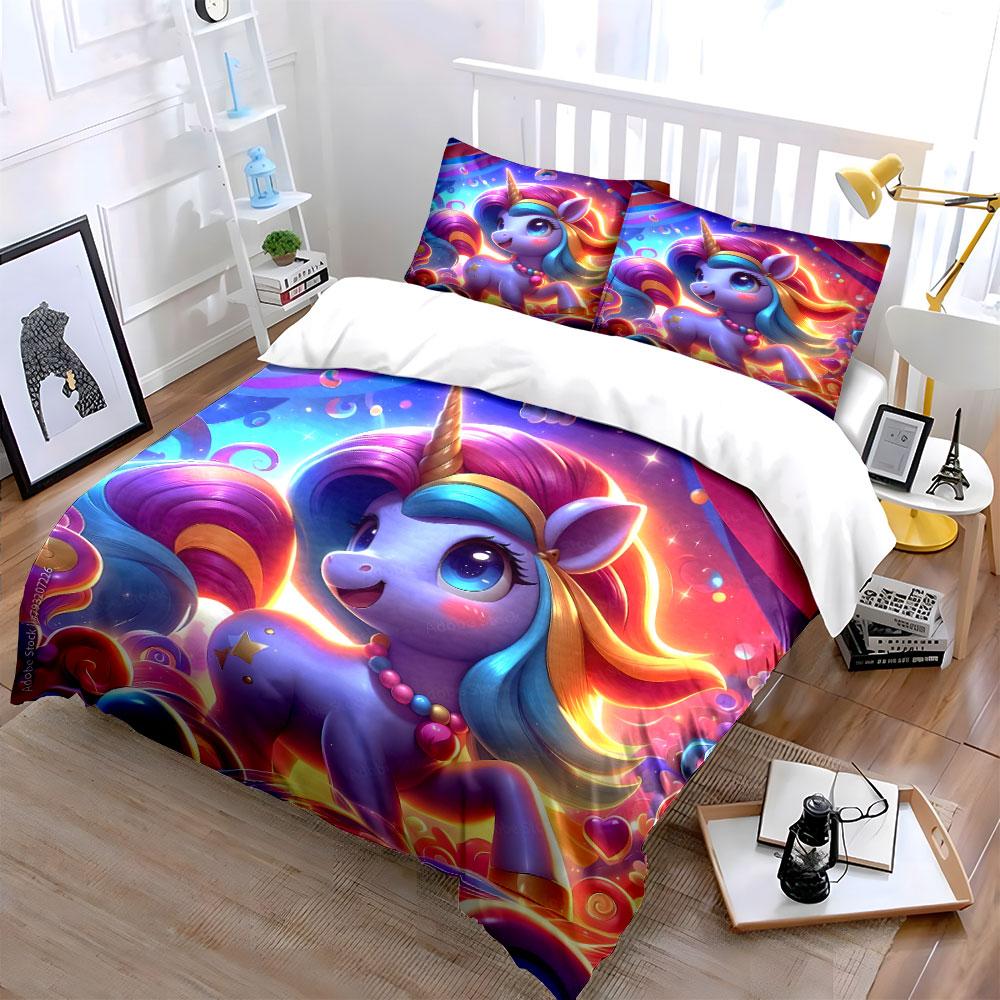 Colorful Unicorn Bedding Set Bedding Duvet Cover Set Duvet Cover Pillowcases (1 * Duvet Cover 2 * Pillowcases, without duvet insert)