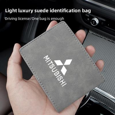 Führerschein Tasche aus Wildleder Auto Fahrdokumente Geldbörse Für Lancer Ralliart ASX Mirage Pajero Xpander