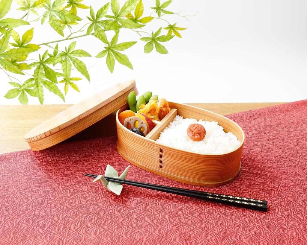 Osaka Choseido Magewappa Bento Box with Dividers and Lunch Band Brown (Long Oval 400cc, Band)