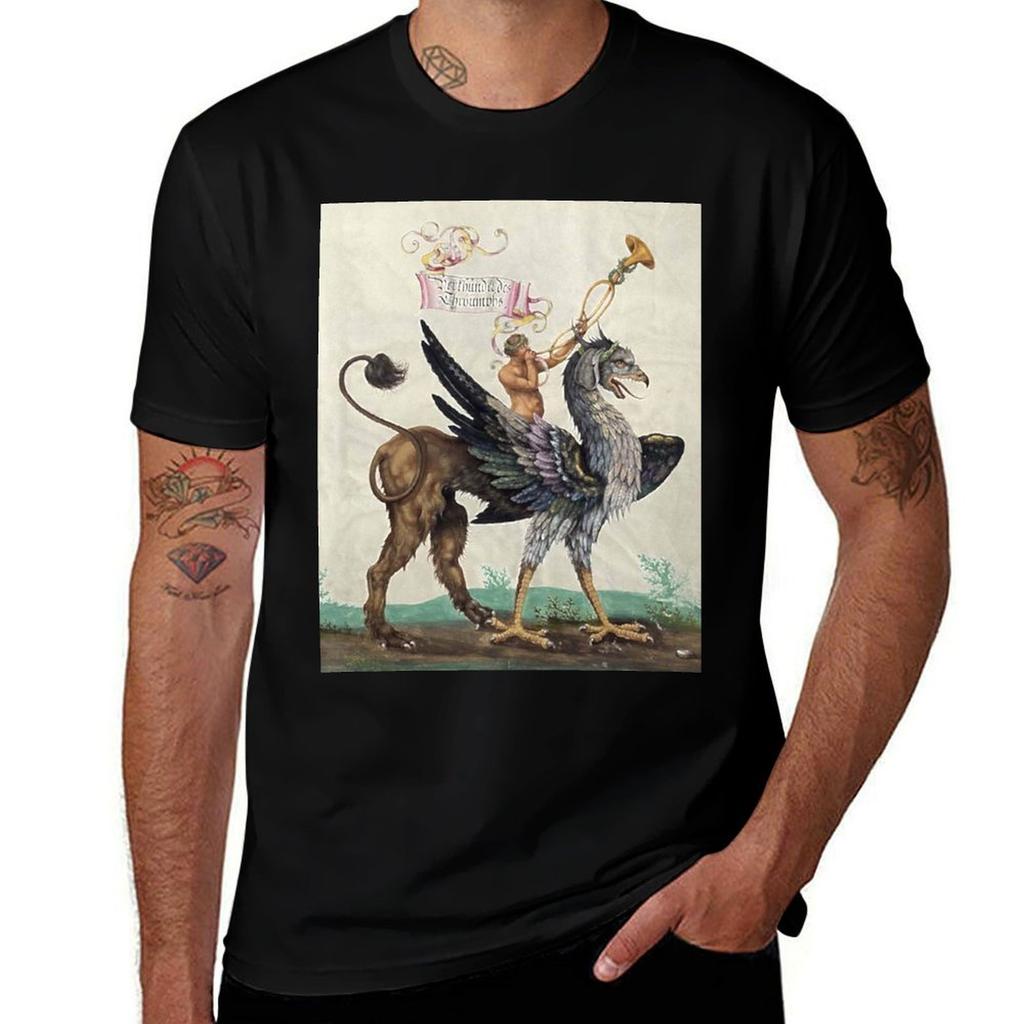 GRIPHON RIDER Medieval Bestiary T-Shirt Basic Cotton T-Shirt