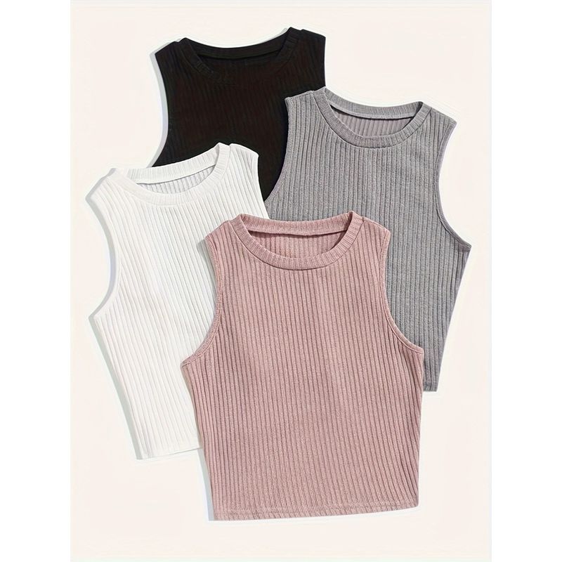

round Neck Knitting Vest Women s Summer Fashion Style New Suspender Bottoming Shirt Vest Outwear Sleeveless Tops Multi-Color Selection Lotus root color XL