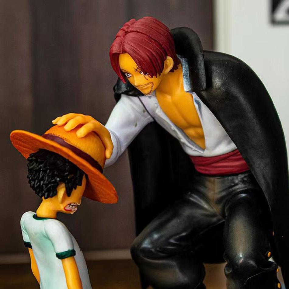 18cm One Piece Anime Action Figure Shanks Vs Straw Hat Luffy Collectible Revible Moment Figurine Four Emperors of the Poseable Articulated Scale