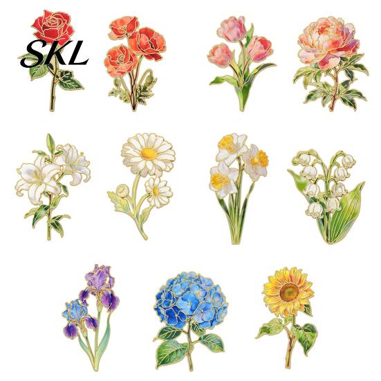 Decorative Clothing Pin Brooch Pin, Enamel Flower Design with Smooth Edges, Artistic Lightweight Zinc Alloy Badge for Jackets Scarves Bags Gift Lapel