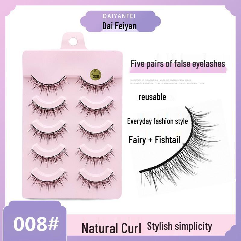 

Dai Fei Yan Fishtail A-Line Eyelashes - 5 Pairs of Curled Fairy Hair for COS Fashion