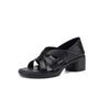 Krazing Pot Mikrofaser Mode Dicke Mittlere Absätze Peep Toe Schuhe Europäisches Design Sommer Größe 43 Größe 42 Plateau Damen Sandalen