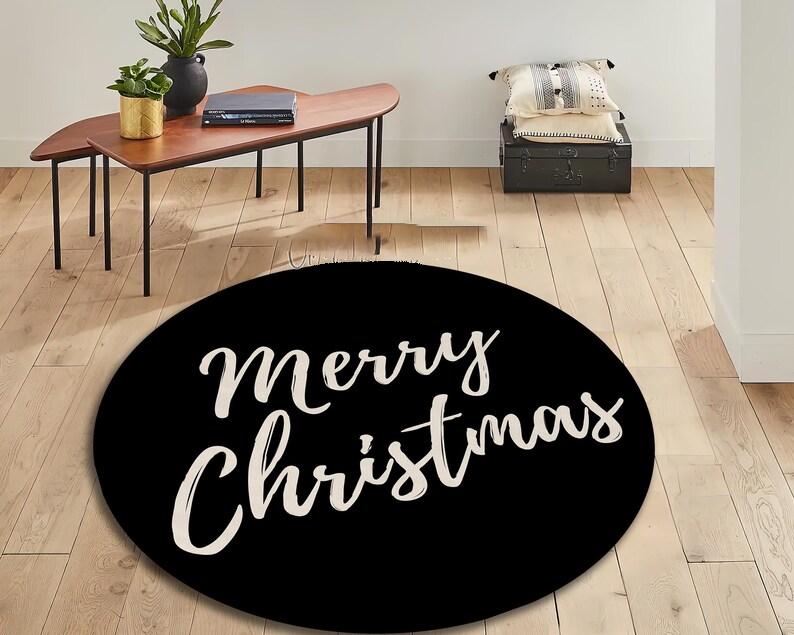 Christmas Rug Round Christmas Carpet Merry Christmas Rug Christmas Gift Christmas Décor Living Room Nonslip Floor Area Round Mat