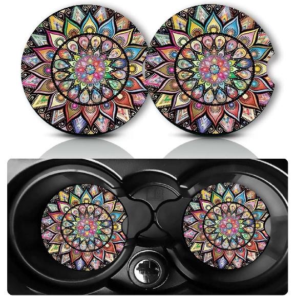 Car Coasters for Cup Holders,2 PCS Universal Non-Slip Black Leopard Print Car Coasters,2.75" Rubber Mat,Leopard Cars Accessories Cup Drink Holder