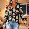 Women's V-Neck Long Sleeve Christmas Print Lightweight Blouse for Spring Summer