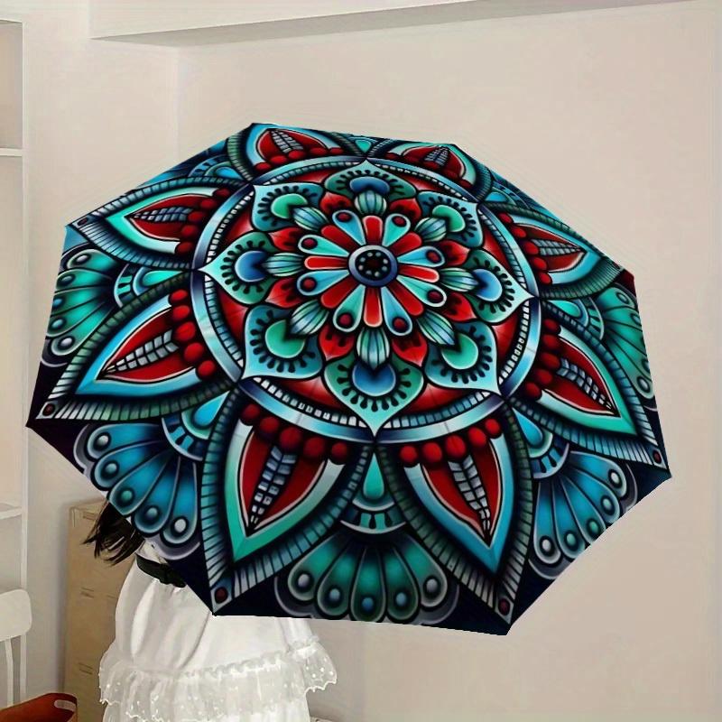 1pc Symmetry Mandala Print Umbrella , Multi-functional Umbrellafor Men & Women, Valentine's Day Anniversary Gift0818101