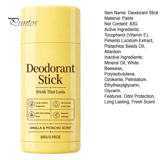 Deodorante Stick Fresco 83G Vaniglia & Pistacchi Stick, Protezione Odore Profumato per Donne Fragranza Leggera Uomini, Profumo a Lunga Durata Cura Ascelle