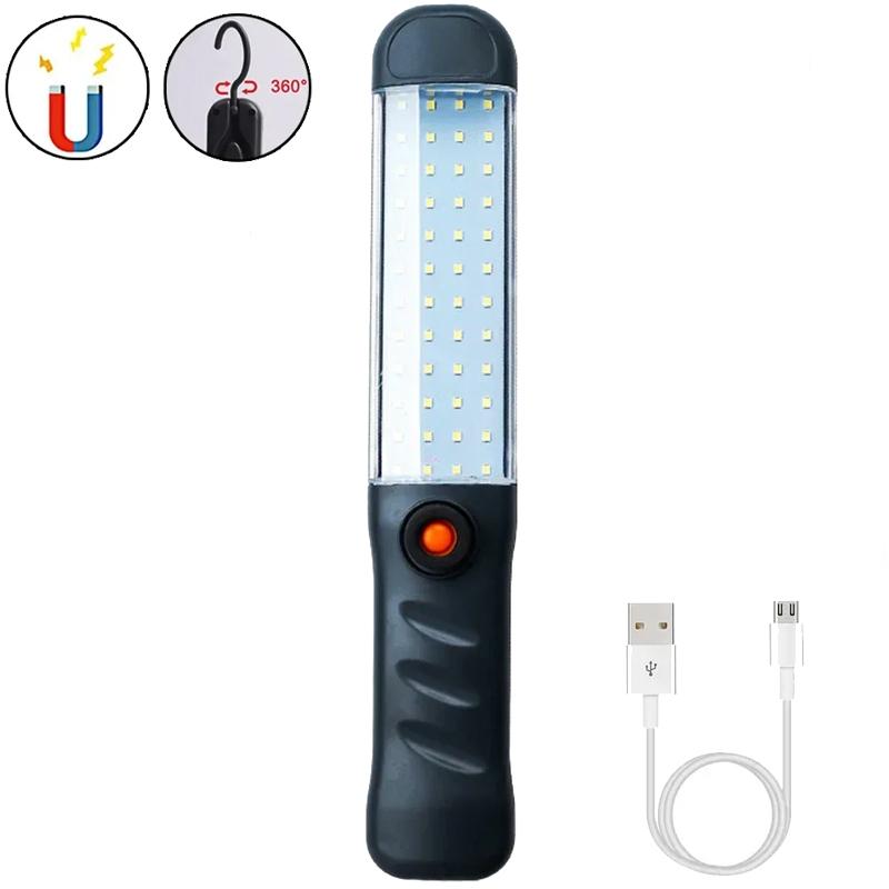 Powerful COB+LED Flashlight Magnetic Work Light USB Rechargeable Torch Portable Lantern Inspection Light Camping Car Repair Lamp
