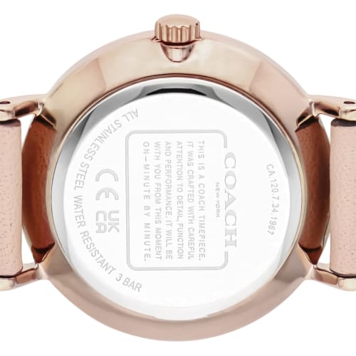 Coach PERRY Women's 28mm Stainless Steel Quartz Watch (14503769) In Pink with a Beige Dial