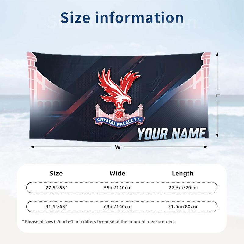Custom Text Beach Towel, Soft Absorbent Swimming Multi-use TowelCrystal Palace