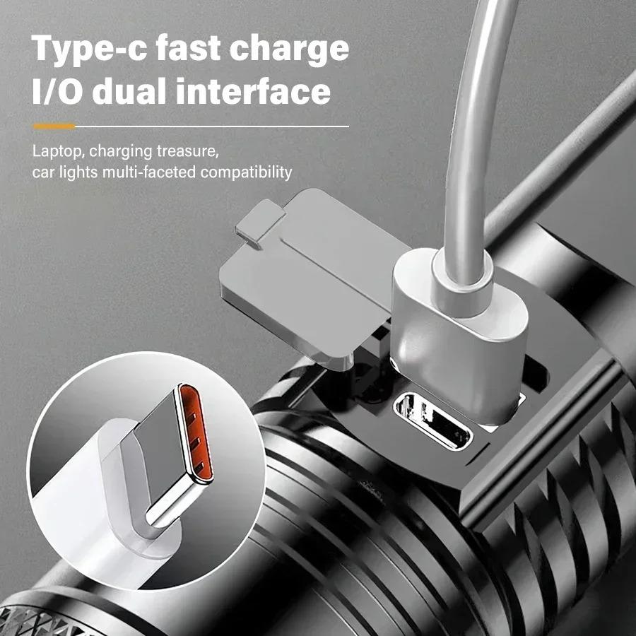 New P50 Powerful Long-Range Zoom Aurora Flashlight Ultra-Strong Beam with Adjustable Focus For Outdoor Patrol Exploration