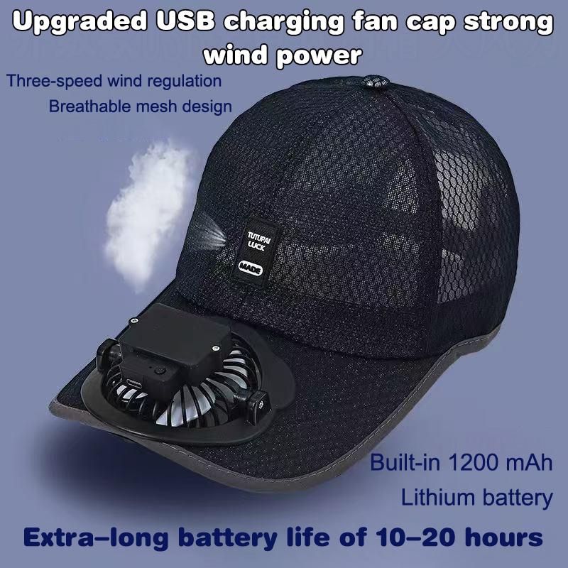 Summer Mesh Solar Energy Fan Baseball Cap For Women Men Adjustable Breathable Caps Outdoor Sports Quick Dry Running Hat Cap