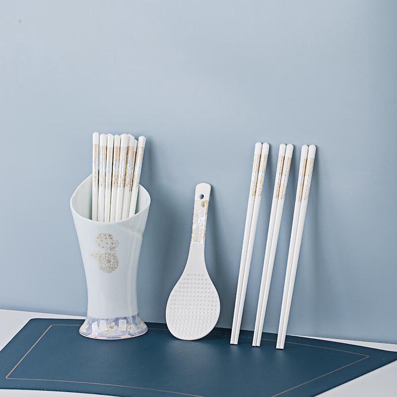 

Jingdezhen Bone China Chopsticks Set with Holder & Rice Scoop