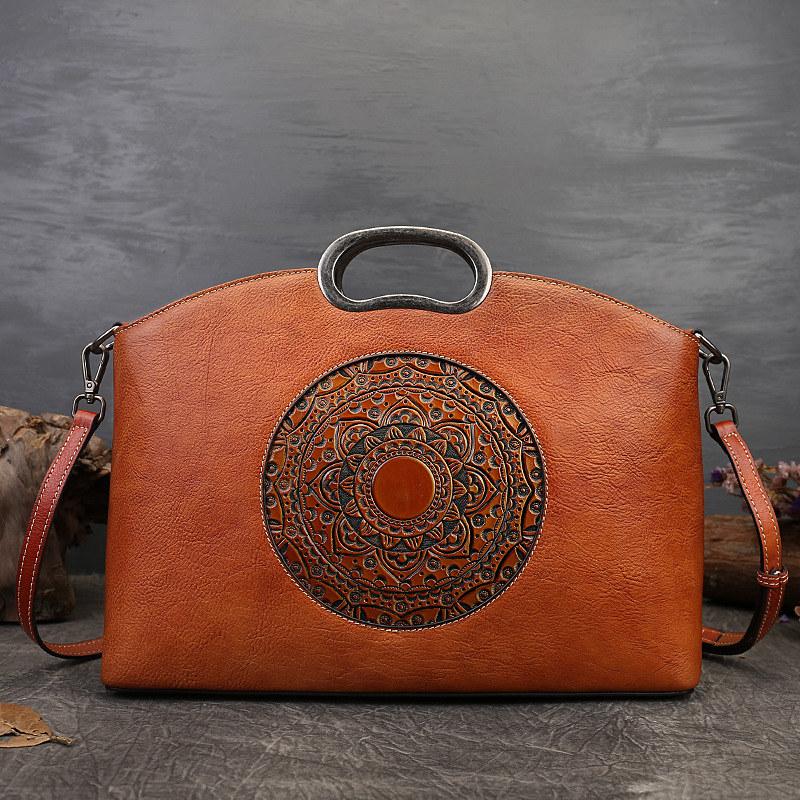 Женские сумки с тотемным тиснением, винтажные дизайнерские сумки на плечо из натуральной кожи, брендовая модная сумка через плечо 36*26*9cm