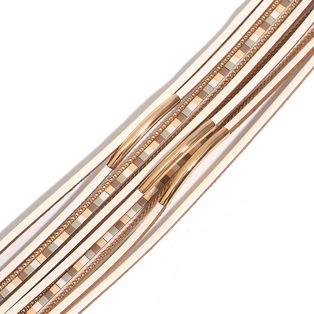 Square Leather Bracelet for Women Boho Tube Multilayer Wrap Wide Bangle Party Jewelry Accessory