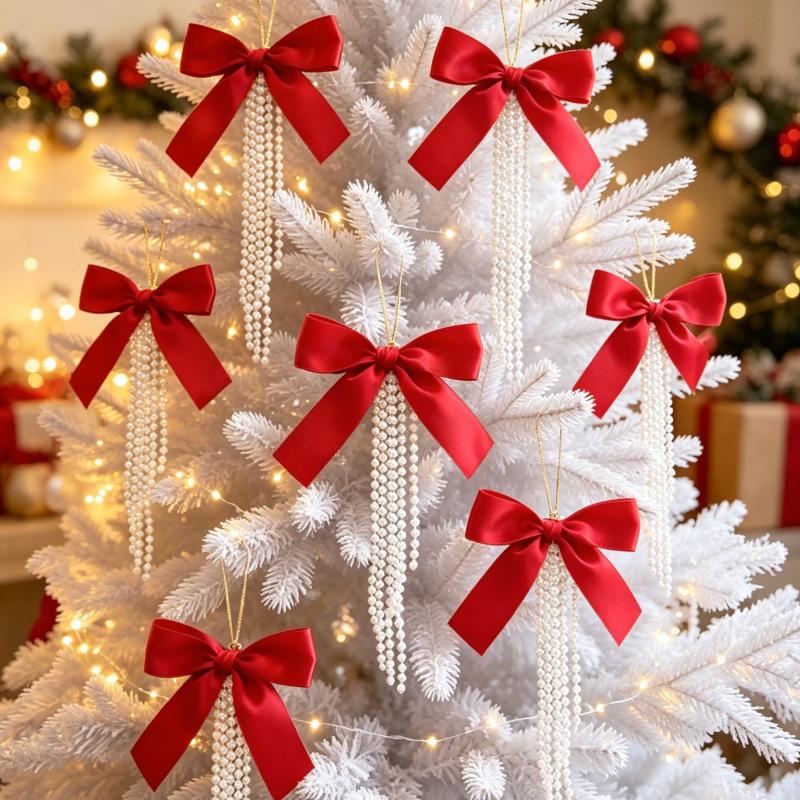 Diy Christmas Tree Bowknot Pendant Elegant Portable Xmas Tree Hanging Ornament Reusable Lightweight Christmas Decoration Charms