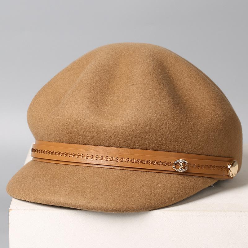 New Autumn and Winter Hats Women's Often Versatile Wool Octagonal Hats Women's Berets Versatile Peaked Caps