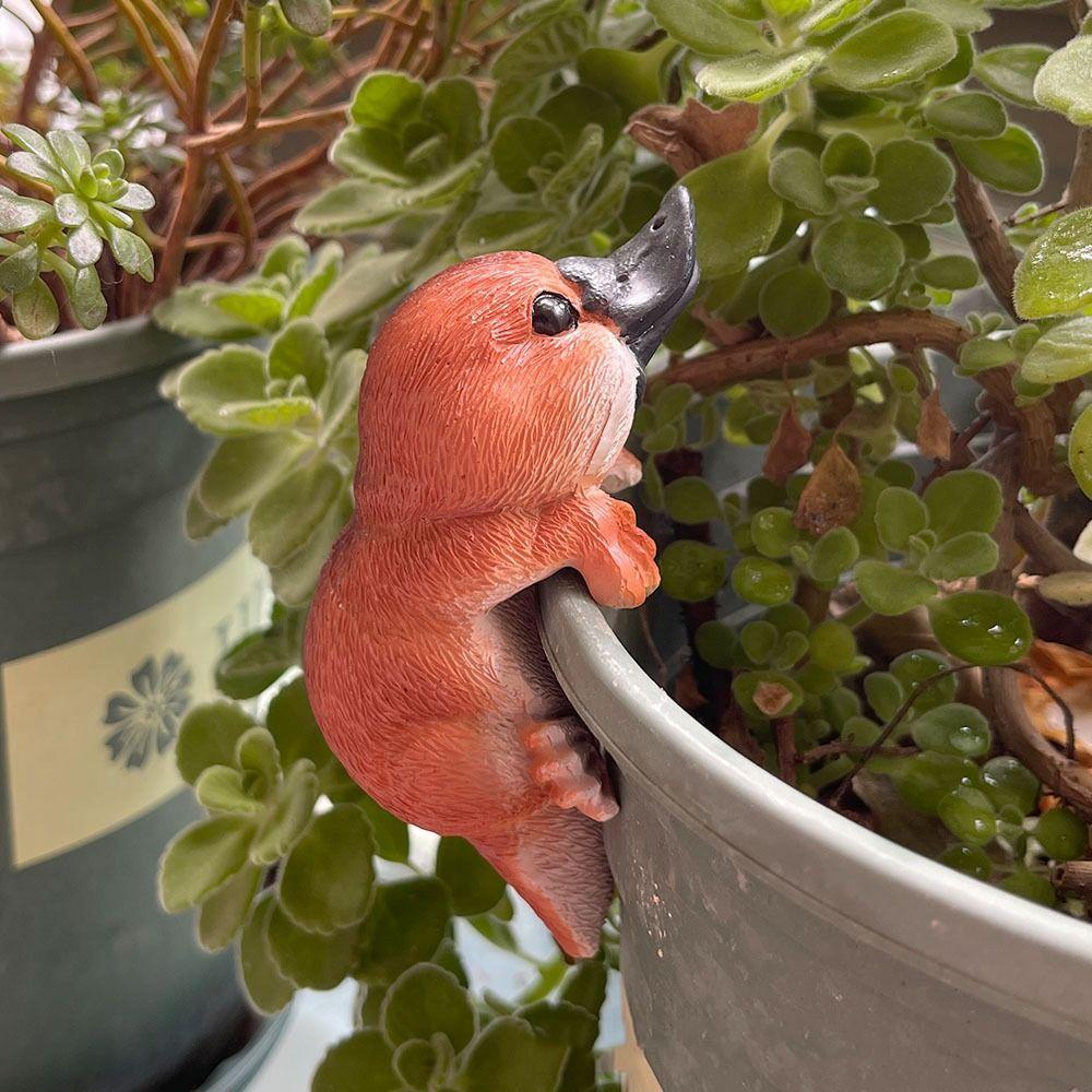 Resin Crafts Hippopotamus Hanging Flower Pot Otter Bonsai Ornaments  Micro-landscape Accessories