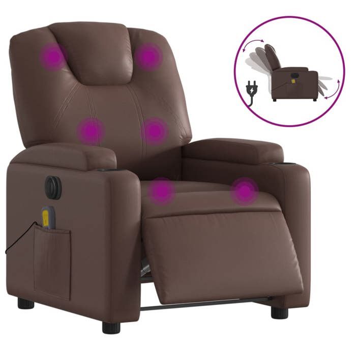 VidaXL Electric Reclining Massage Chair Brown Faux Leather 3204425