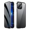 360° Volledige Bescherming Metalen Magnetisch Dubbelzijdig Glas Kliksluiting Privacy Hoesje Voor iPhone 17 16 15 14 13 12 Pro Max Plus 17E 16E