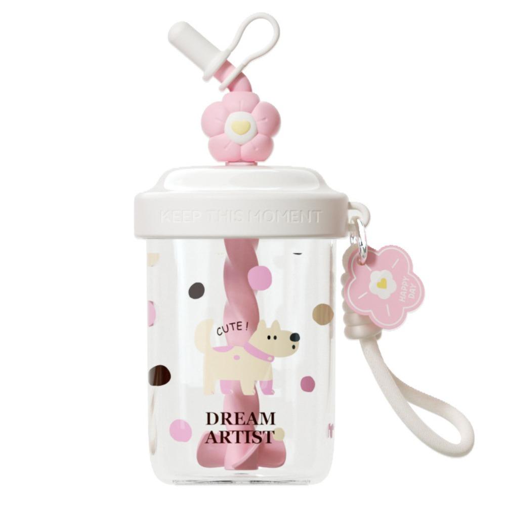 580ML Drinking Cup With Straw Stirring Cup Kawaii Whey Protein Shaker Bottle  Fruit Juice