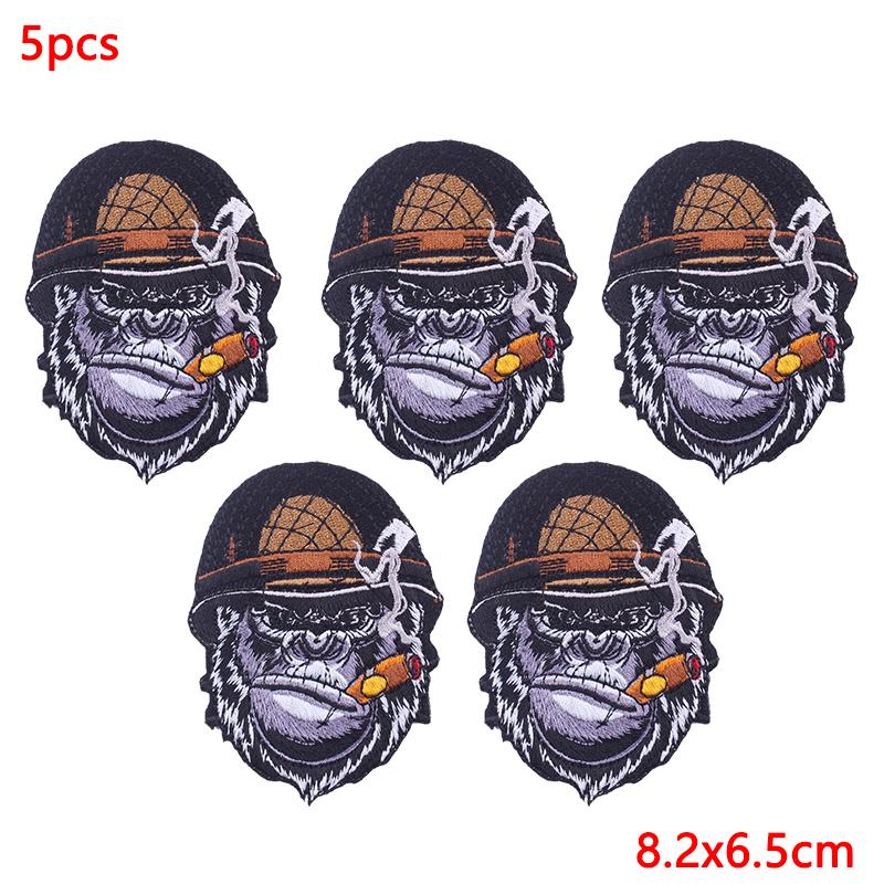 5Pcs/Lot Punk Animal Patch Iron On Embroidery Patches For Clothing Thermoadhesive Patches On Clothes Hip Hop Patch For Clothes