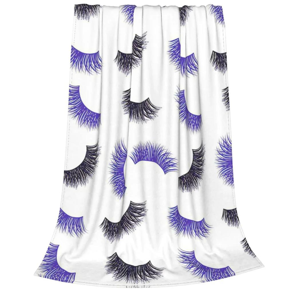 Cute Closed Eyes Plush Blanket Cartoon Beauty Eyelash Funny Throw Blanket Flannel Warm Soft for Home Hotel Sofa 125*100cm