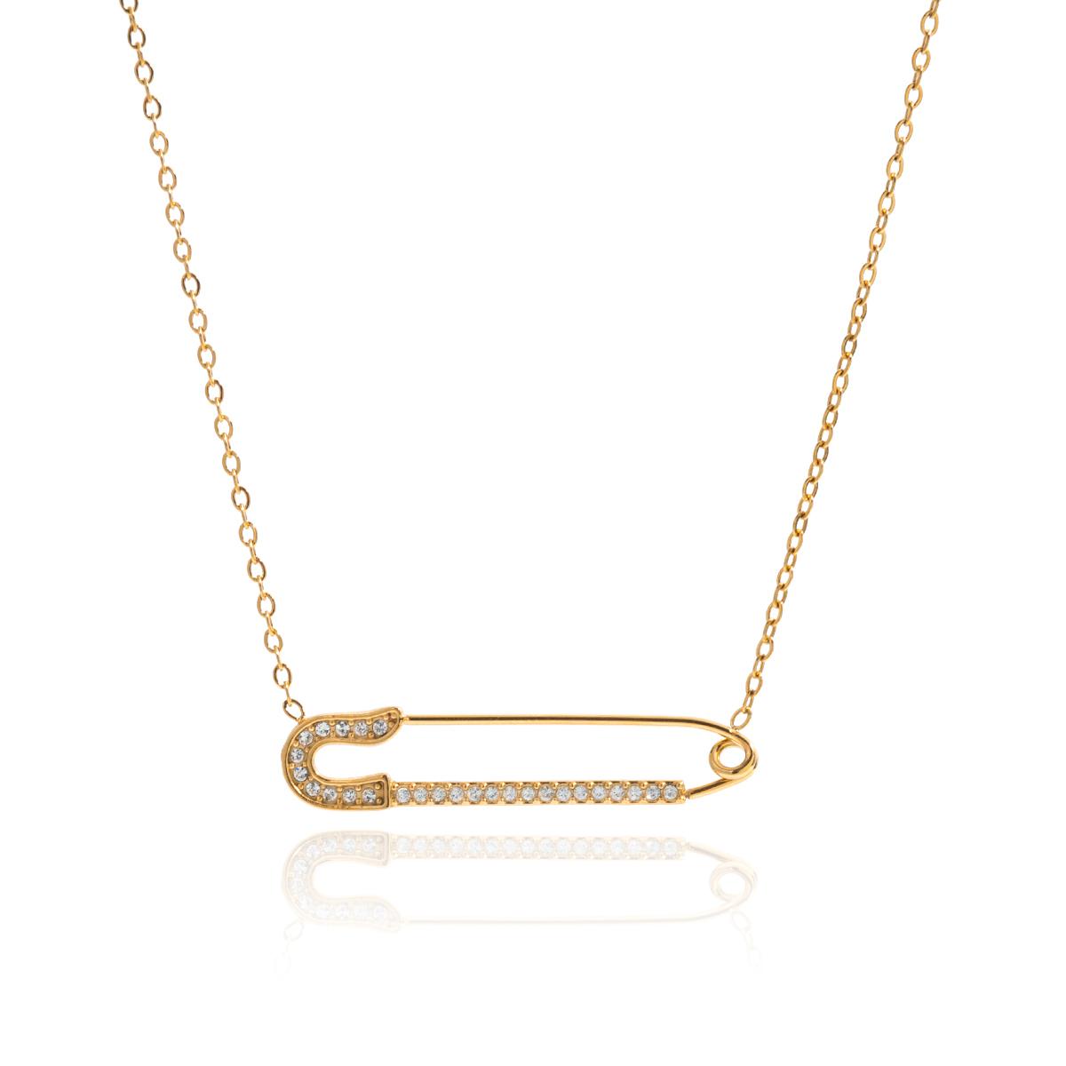 

Yori Stainless Steel White Rhinestone Paperclip Pendant Necklace Unique Classic Fashion Jewelry Bijoux Femme New золотистый