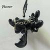 Detailed PVC Craft Statue Dragon Car Dashboard Ornament, Flapping Wings LED Flashing Eyes Keychain Glowing Eye Action Figure with Motion Sensor,