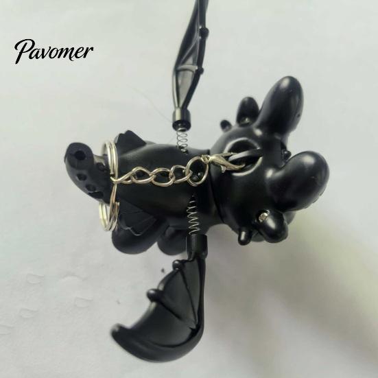 Detailed PVC Craft Statue Dragon Car Dashboard Ornament, Flapping Wings LED Flashing Eyes Keychain Glowing Eye Action Figure with Motion Sensor,